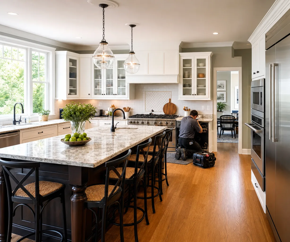 A luxury kitchen with built-in stainless appliances up close